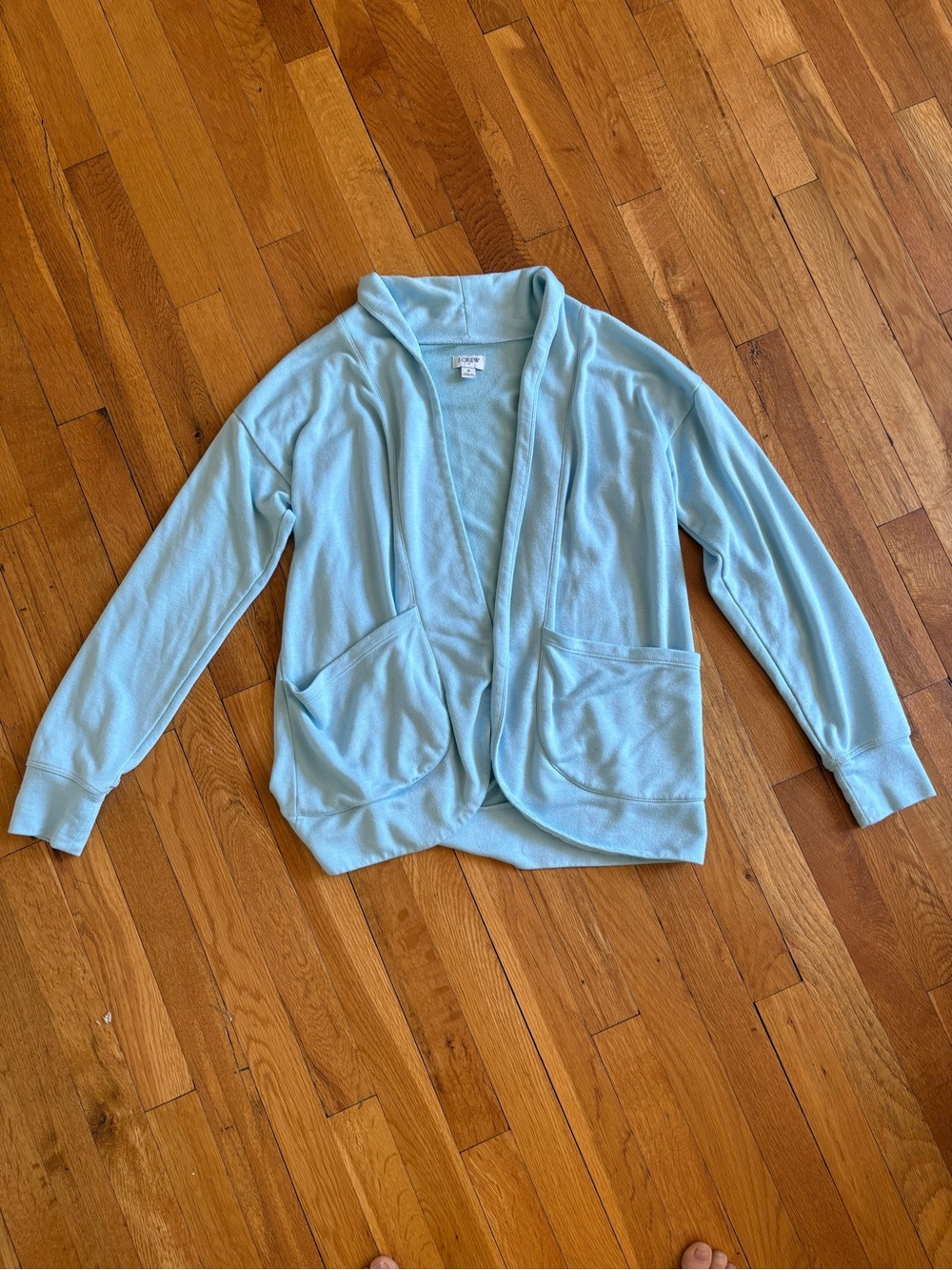 J. Crew Pastel Blue Open-Front Shawl Collar Cardigan